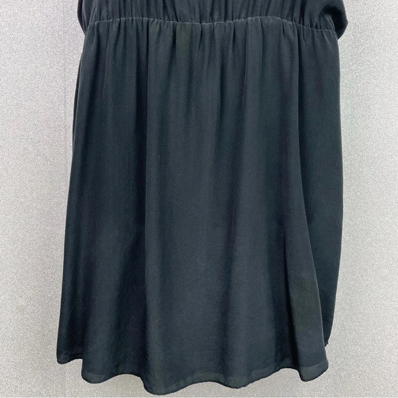 Rory Beca 100% Silk Romper Popover Mini Dress Plunging Cross Over V-Neck Black L - Picture 9 of 11